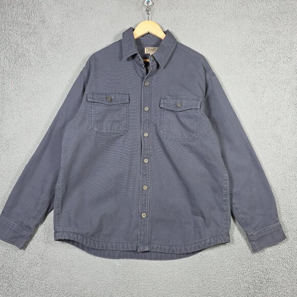 Duluth Trading Co Shirt Jacket Sz Large Fleece Lined Heavyweight Canvas Shacket - Picture 2 of 12